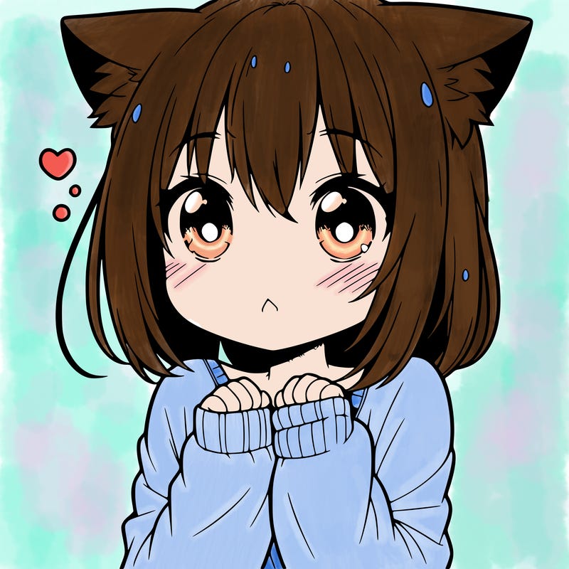 shy anime catgirl