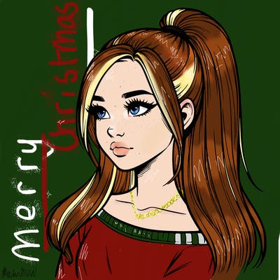 realistic girl with a high ponytail
