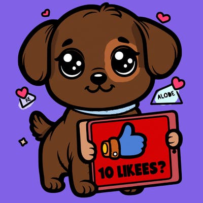 cute puppy holding sign that says 10 likes?