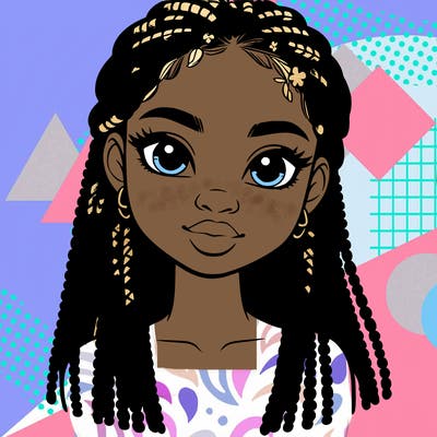 a realistic black girl with braids