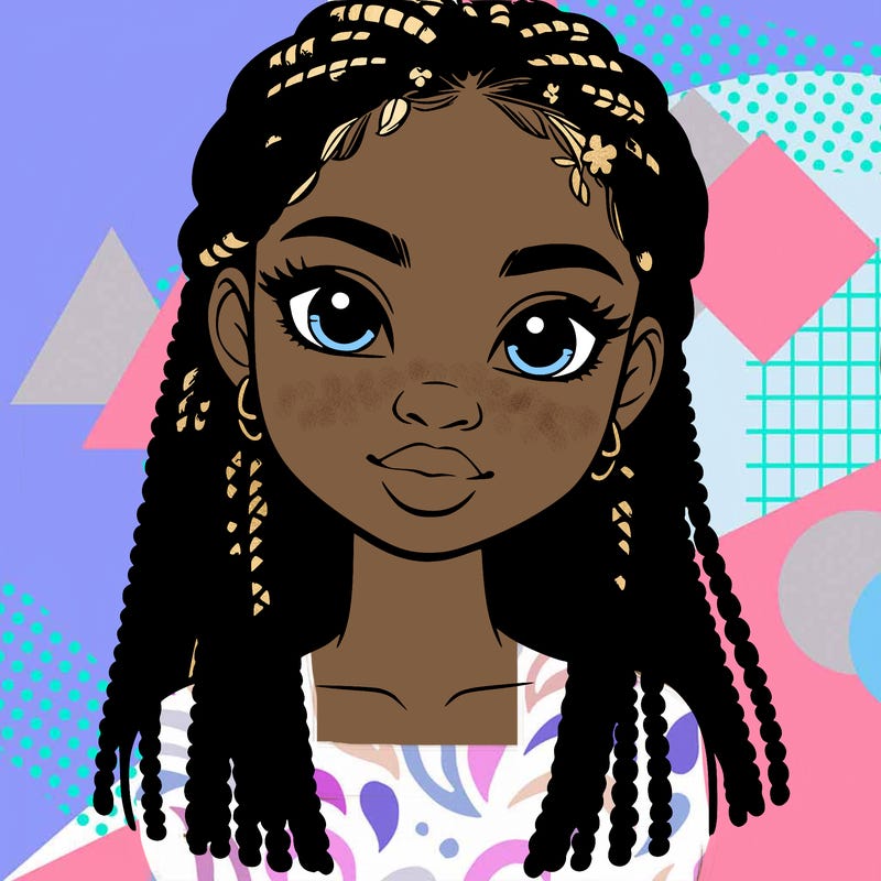 a realistic black girl with braids