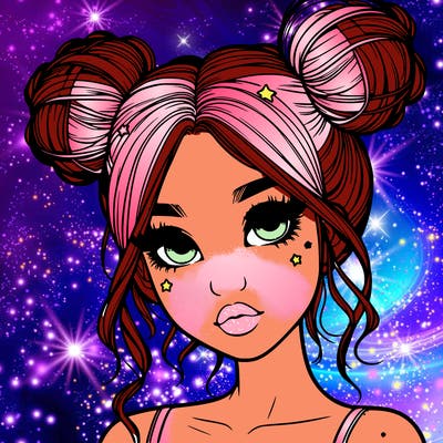 realistic girl with space buns