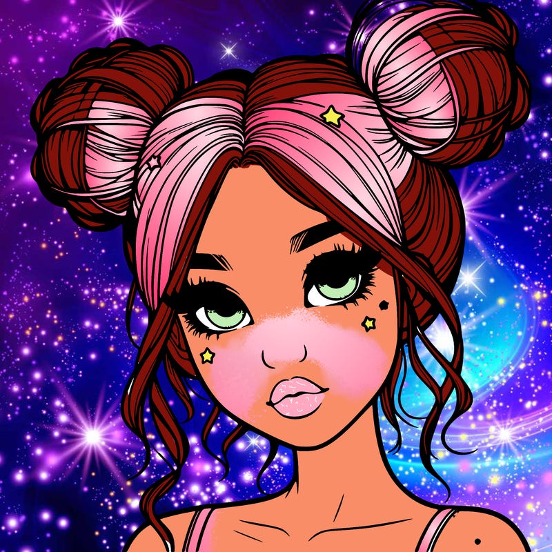 realistic girl with space buns