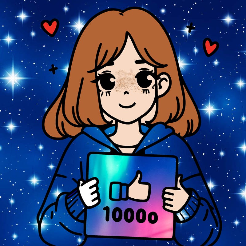 a girl with a sign saying 1000 likes