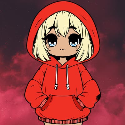 cute realistic girl with a baggy sweatshirt