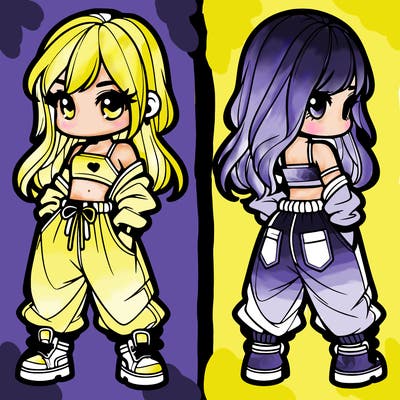 girl in crop top and baggy pants