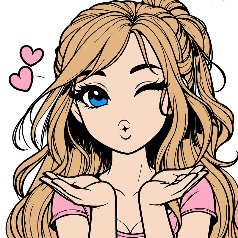realistic girl winking and blowing a kiss while making heart hands