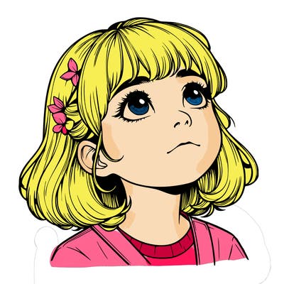 realistic girl looking up