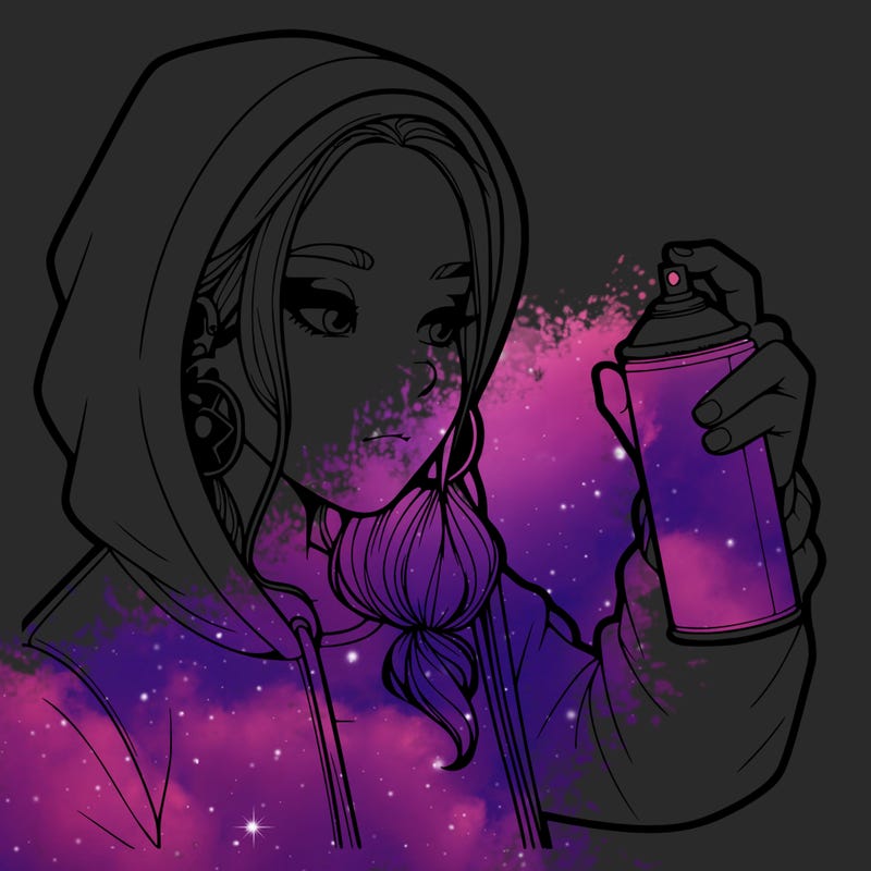 a realistic girl, spray painting