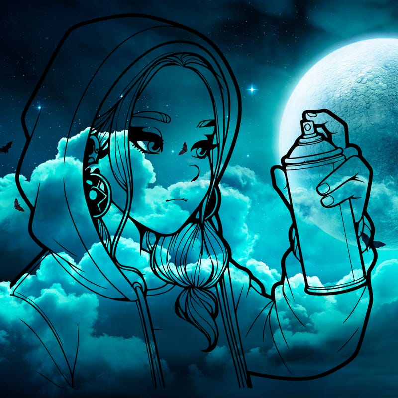 a realistic girl, spray painting