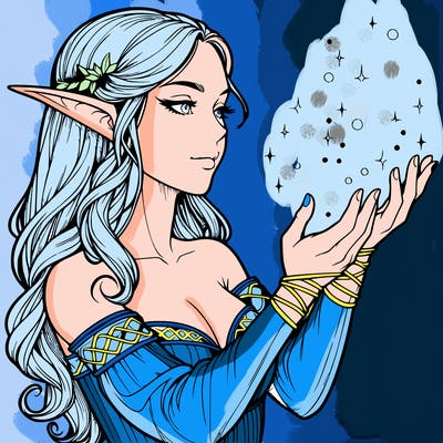 realistic elf girl doing magic