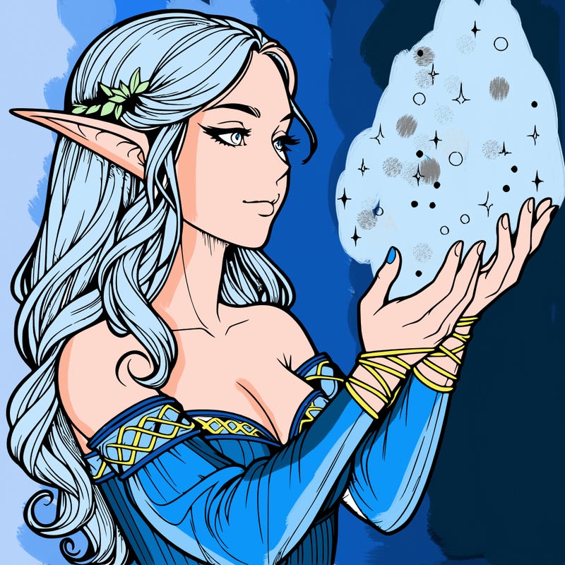 realistic elf girl doing magic