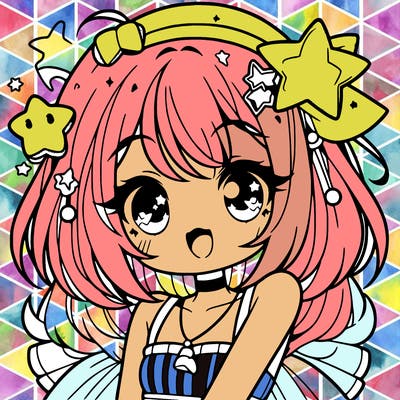 cute anime girl with star accessories