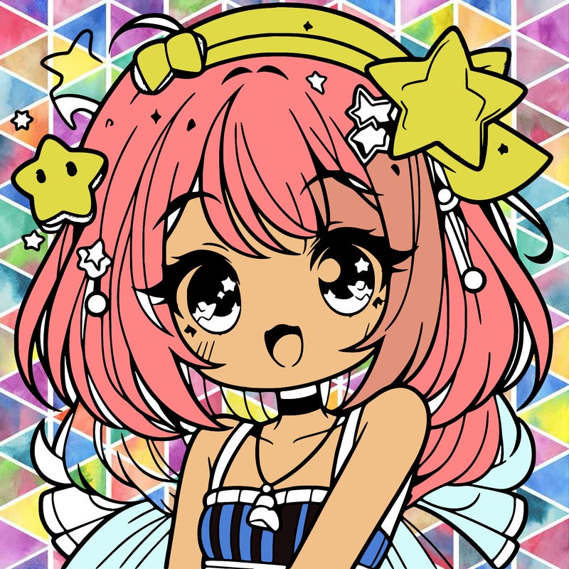 cute anime girl with star accessories