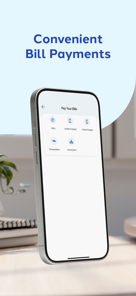 Lulu Money mobile app interface showing options for convenient bill payments including utility and mobile services
