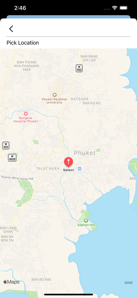 A map interface in Sun Calculator for picking a location to calculate sun path and shadows