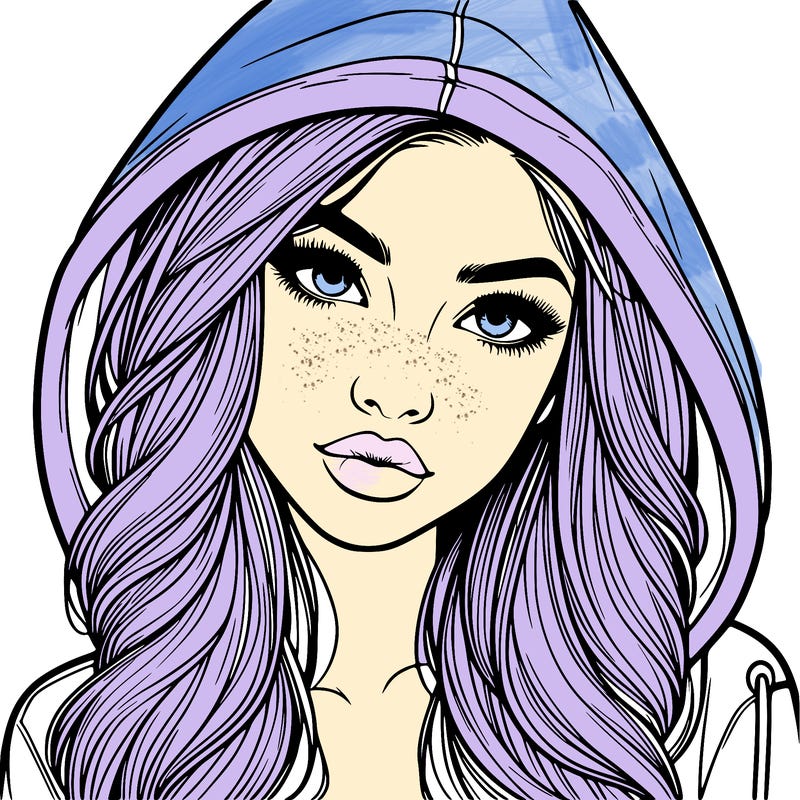 realistic beautiful girl with a hood on