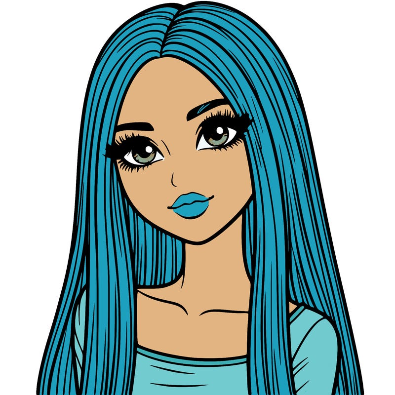 realistic girl with straight and long hair