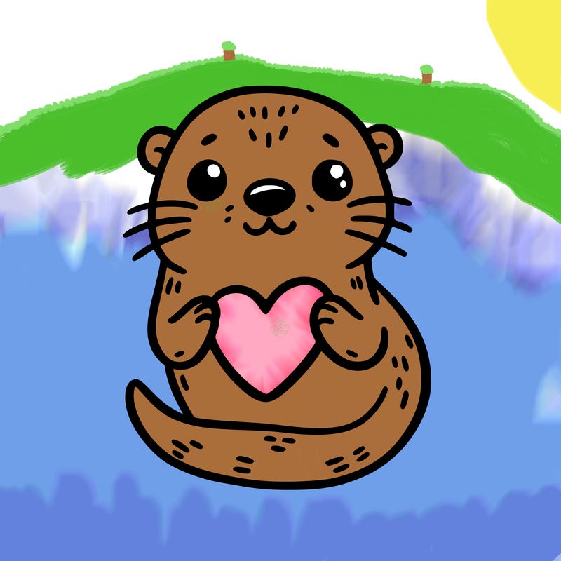 otter with a heart