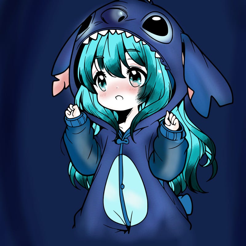 anime girl in a stitch onsie