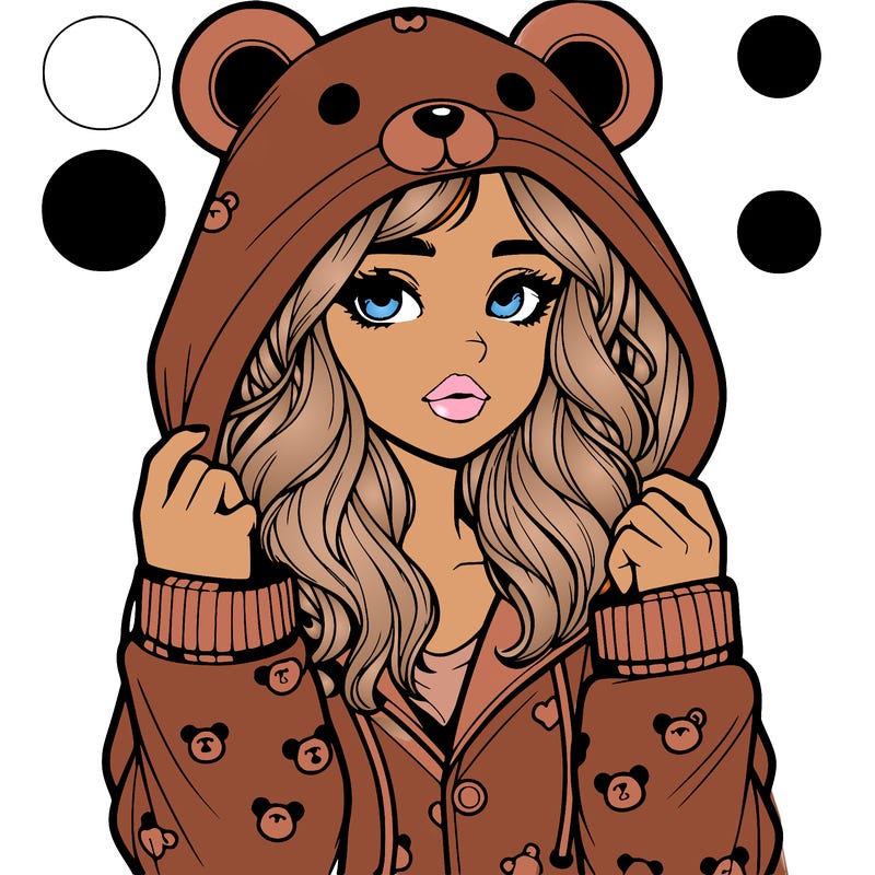 realistic girl in a animal pjs hoodie