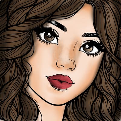 beautiful realistic girl close up to the camera with wavy hair,