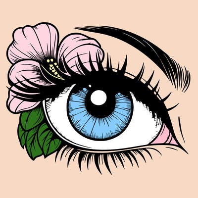 realistic eye with flower