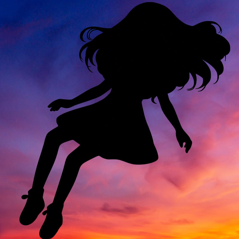 realistic girl floating