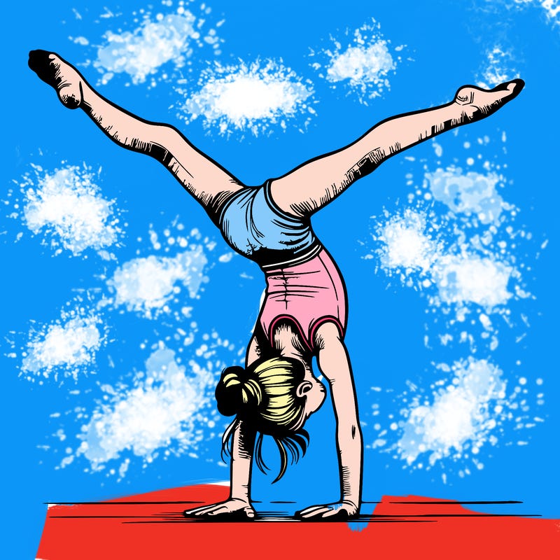 realistic gymnastic hand stand girl in four splits