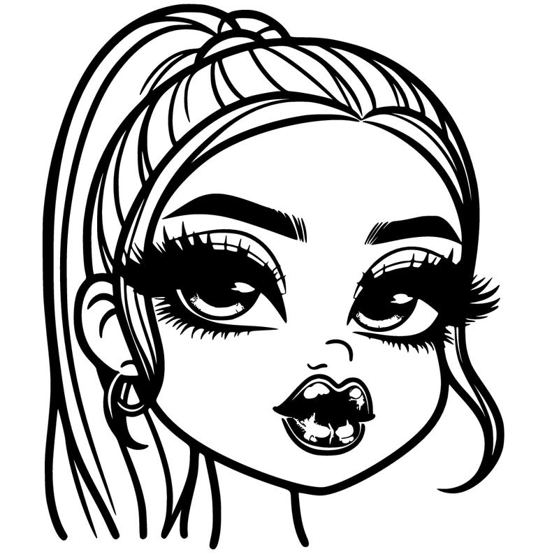 a baddie girl whith glossy and shiny lips whith baddie makeup