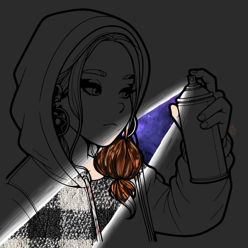 a realistic girl, spray painting