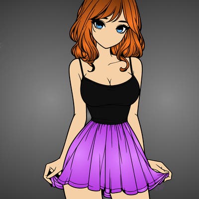 realistic girl in short dress