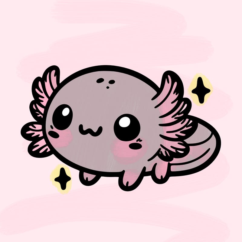 cute easy baby axolotl