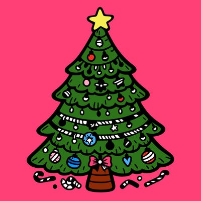 christmas tree with lots of details