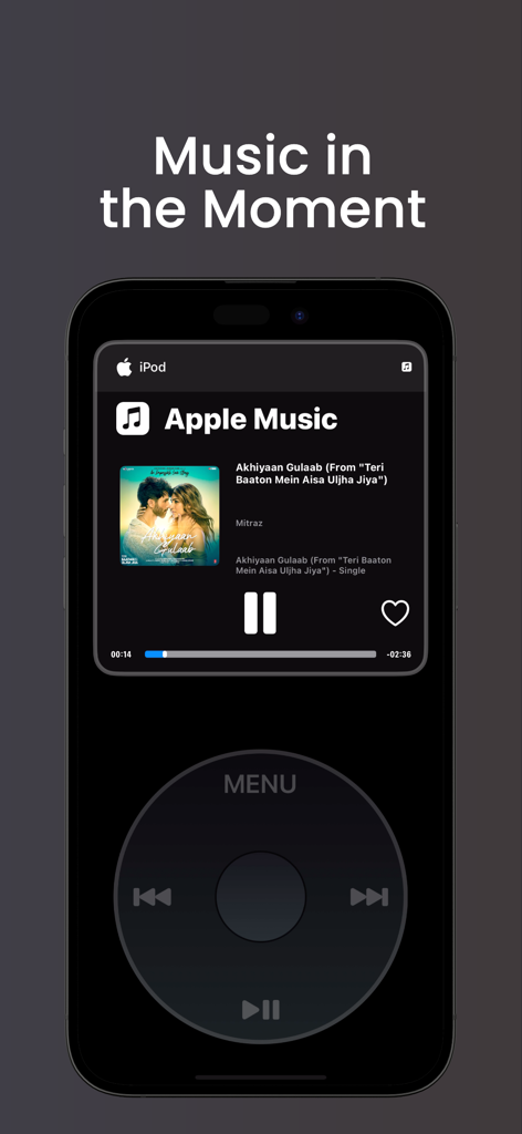 RetroPod - RetroPod app featuring a vintage iPod Classic interface playing Apple Music on an iPhone