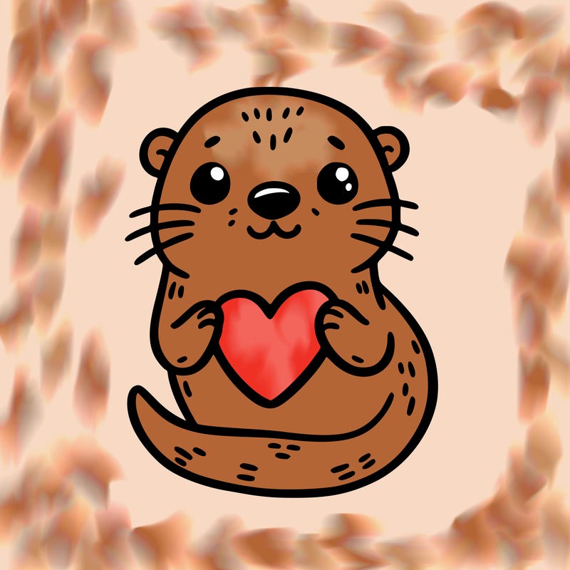 otter with a heart