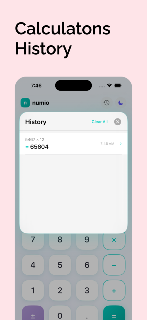 Numio Calculator - A minimalist calculation history view in the Numio app