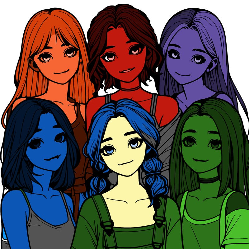a group of girls realistic