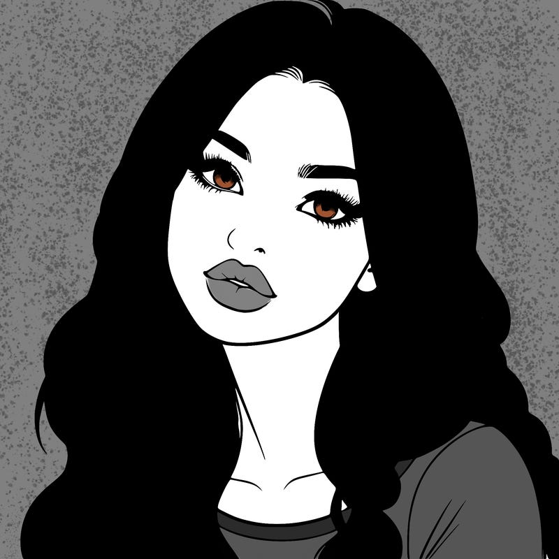 realistic girl with hair on her hair and lips