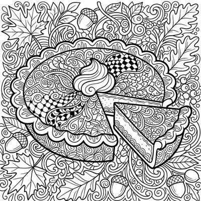 Savor the intricate beauty of autumn with this stunning Zentangle pumpkin pie coloring page. Dive into a world of detailed patterns, transforming a festive treat into a meditative art piece.