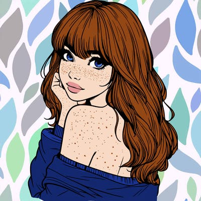 realistic girl with bangs looking over her shoulder