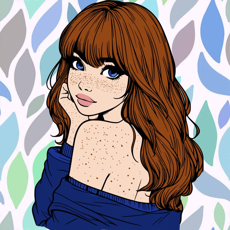 realistic girl with bangs looking over her shoulder