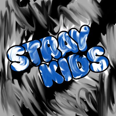 bubble letters saying stray kids