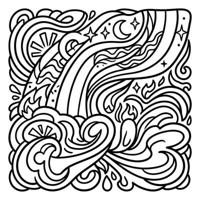 Spark your toddler's imagination with this enchanting aurora patterns coloring page, perfect for little hands. Its thick lines and simple shapes help develop fine motor skills while introducing them to the wonders of the night sky.