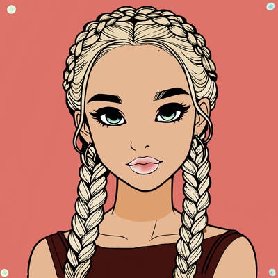 realistic girl with braids