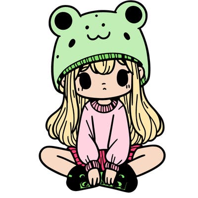 a girl wearing a frog hat and some frog socks