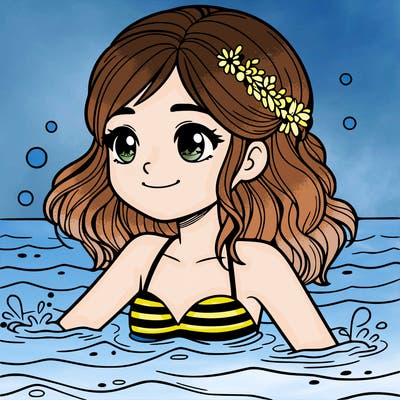 a beautiful girl swimming