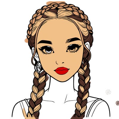 realistic girl with braids