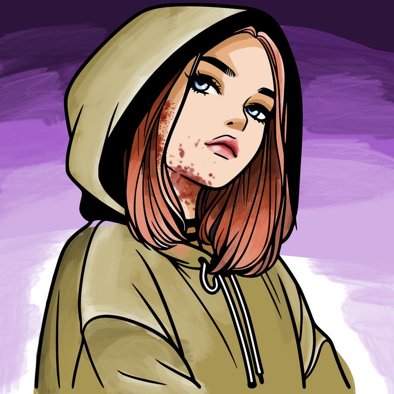 a realistic girl in a hoodie