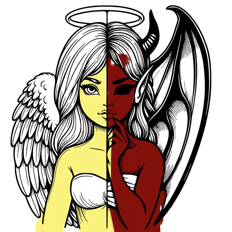 realistic angel half demon